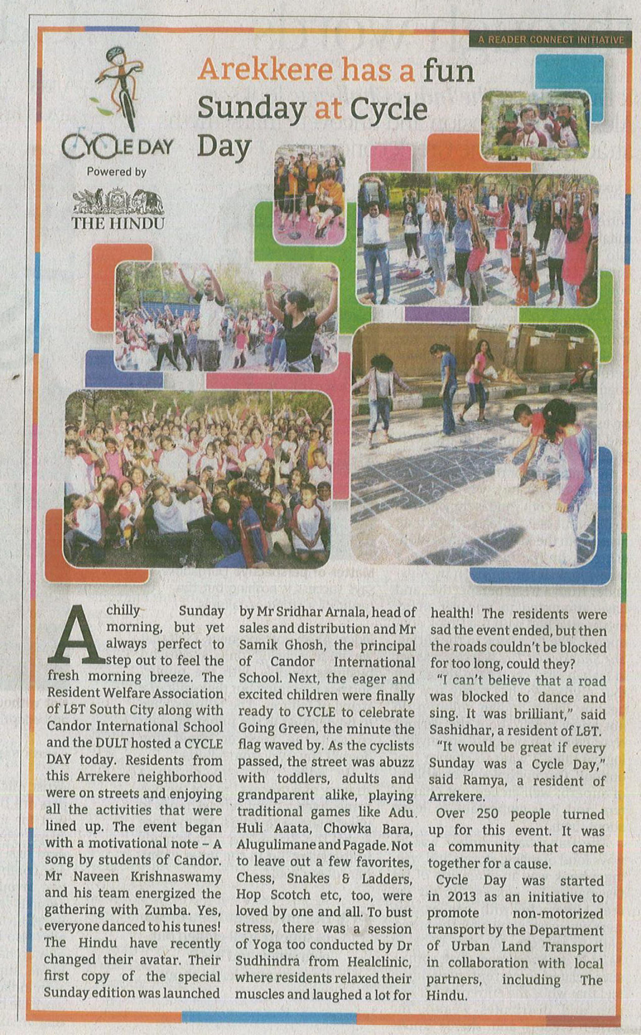 Arekere cycle day article published in today's Hindu newspaper!!!